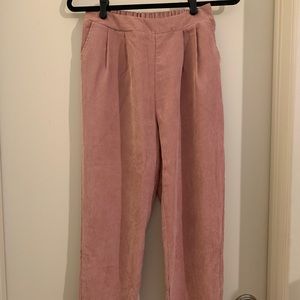 Pink Corduroy Pants with Boyfriend Fit